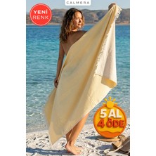 Calmera Doppia Çift Renkli Peştemal %100 Pamuk Bohem Peştemal 90 x 180 cm Sarı Yıkanmış Hızlı Kuruyan Tekil Ürün
