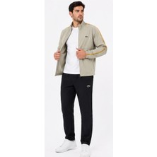 Lacoste  Şeritli Bej-Füme Regular Fit Eşofman  Takımı
