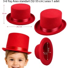 Pandoli Halloween Keçe Kumaş Kırmızı Renk 3-7 Yaş Arası Melon Sihirbaz Şapkası Çocuk 1 Adet Gösteri