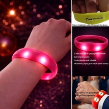 Pandoli Baskı Yapılabilen Işıklı Pilli LED Silikon Bileklik Pembe Renk 1 Adet 2 cm Genişlik Retro