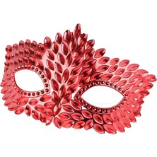 Pandoli Kırmızı Renk Su Damlası Model Plastik Balo Maskesi 1 Adet 16X11 cm