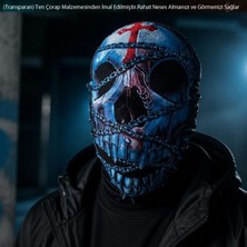 Pandoli Halloween Zincirli Kurukafa 3D Boyutlu Transparan Kumaş Baskı Biker Motosiklet Yüz Korku Maskesi