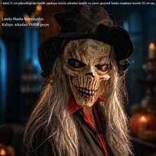 Pandoli Halloween Gümüş Saçlı Lateks Cadı Maskesi Şapkalı Yetişkin 1 Adet