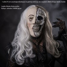 Pandoli Halloween Çift Karakterli Saçlı Lateks Karakter Maskesi Yetişkin 1 Adet