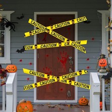 Pandoli Halloween Plastik Dikkat Caution Yazılı Sarı Renk Emniyet Şeridi 6 mt