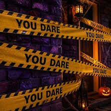 Pandoli Halloween Plastik You Dare Yazılı Sarı Renk Emniyet Şeridi 6 mt