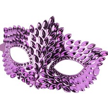 Pandoli Mor Renk Su Damlası Model Plastik Balo Maskesi 1 Adet 16X11 cm