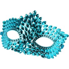 Pandoli Mavi Renk Su Damlası Model Plastik Balo Maskesi 1 Adet 16X11 cm
