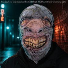 Pandoli Halloween Mutasyon Zombie 3D Boyutlu Transparan Kumaş Baskı Biker Motosiklet Yüz Korku Maskesi