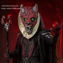 Pandoli Halloween Omuza Kadar Kapüşonlu Şeytan Lateks Maskesi Yetişkin 1 Adet