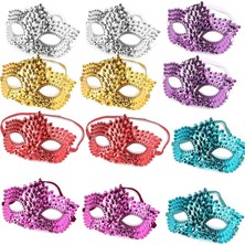 Pandoli 6 Renk Su Damlası Model Plastik Balo Maskesi 12 Adet 16X11 cm
