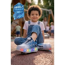 Nstil Unisex Yetişkin Çocuk Spor Ayakkabı Akıllı Bağcıklı Çıkarılabilen Patenli Işıklı Sneaker 003