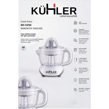 Kühler Fresh Press Elektrikli Narenciye Sıkacağı 40W | 0,7 L Hazneli Portakal, Limon ve Greyfurt Sıkacağı KH-V250
