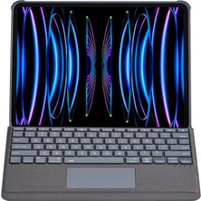 Bezos T5509D iPad Pro 12.9 (2022) Kılıf Palermo Ledli Klavyeli Standlı Tablet Kılıfı - Siyah
