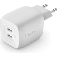 Belkin 45 W Usb-C Şarj Cihazı, 2 Bağlantı Noktalı, Power Delivery 3.0 ve Gan Teknolojisi ile iPhone 14/14 Plus, 13, Pro, Pro Max, Mini, iPad Pro 12.9, 11, Macbook, Galaxy S22, Tab Vb. Için Hızlı Şarj
