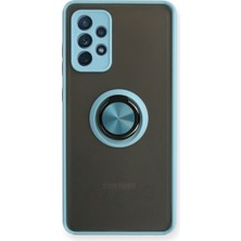 Bezos Galaxy A72 Kılıf Montreal Yüzüklü Silikon Kapak - Buz Mavi