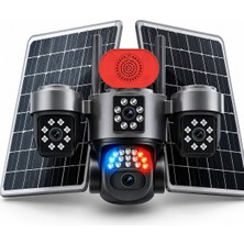 Aksesuarcep CMR52 4g Solar Kamera  IP66 Aov 4 Lensli Çift Panelli Akıllı Kamera Güvenliğinizi Güneşin Gücüyle Koruyun