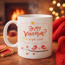 Bezos Be My Valentine Porselen Kupa Model 7 - Sevgililer Günü Hediyesi-Aşk Temalı Sevimli Kupa