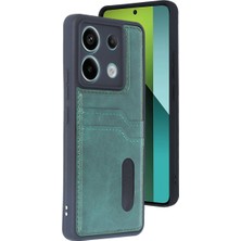 Bezos Redmi Note 13 Pro 4g Kılıf Sara Kartvizitli Deri Kılıf - Koyu Yeşil