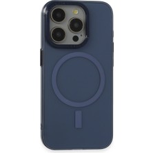 Bezos iPhone 15 Pro Kılıf Anka Pc Magneticsafe Sert Metal Kapak - Lacivert