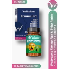 Wellvalens Kadınlara Özel Güzellik & Enerji Paketi | Evita Retinol Vitamin A & E + Femmefire Canlılık Desteği
