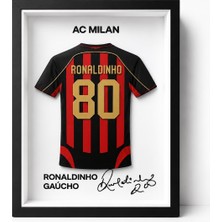 Sonvadi Ronaldinho Ac.milan. Forma Imzalı Çerçeve Hediyelik 14X22 cm