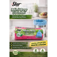 Bezos Star Plus Mini Boy Çöp Torbası 40'lı 1 Paket 40X50 cm Dayanıklı Sızdırmaz Küçük Boy Çöp Poşeti