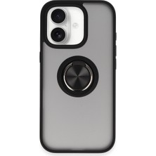 Bezos iPhone 16 Kılıf Montreal Yüzüklü Silikon Kapak - Siyah