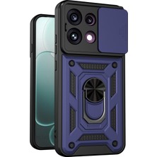 Caseonn Oppo RENO16 F 5g Kılıf Sürgülü Kamera Korumalı Yüzüklü Mıknatıslı Tank Kapak Lacivert