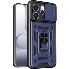 Caseonn Oppo RENO15 Pro 5g Kılıf Sürgülü Kamera Korumalı Yüzüklü Mıknatıslı Tank Kapak Lacivert