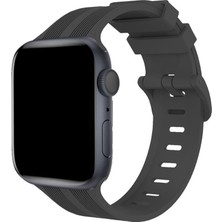 Bezos Watch 38MM KR408 Çizgili Silikon Kordon - Koyu Gri