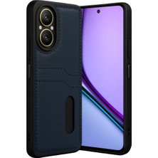 Bezos Realme 12 Lite Kılıf Sara Kartvizitli Deri Kılıf - Lacivert