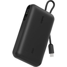Belkin Ultracharge 10000 Mah Usb-C Kablolu ve Ekranlı Power Bank, Siyah | 10K Kapasite, 3 Cihaza Kad