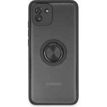 Bezos Galaxy A03 Kılıf Montreal Yüzüklü Silikon Kapak - Siyah
