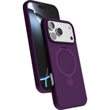 Bezos iPhone 17 Pro Regal Magsafe Standlı Kapak - Derin Mor