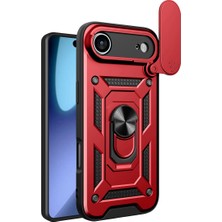 Bezos iPhone 17 Air Pars Lens Yüzüklü Silikon - Kırmızı