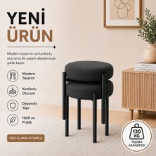 Evdera Mobilya Cemre 2li Puf Tabure Bench Makyaj Sandalyesi Siyah Ayak