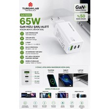 Turgaylar Teknoloji 65W Premium Hızlı Type-C Şarj Aleti – 3 Portlu (2xtype-C + 1xusb-A) ve Pd+Qc 3.0 Destekli - AC-100