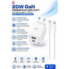 Turgaylar Teknoloji 20W Gan Hızlı Şarj Aleti – Usb-A + Type-C Çift Port Pd 20W Qc 3.0 – Type-C To Lightning Kablolu Şarj Aleti