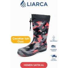 Liarca Çocuk Premium Su Geçirmez Yün Astarlı Yağmur ve Kar Raining Çizmesi Kaymaz Taban