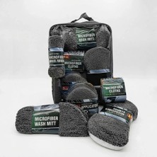 tp Buğz Profesyonel Oto Araç Temizleme Seti Mikrofiber Oto Yıkama Bakım Kiti Gri 9 Parça