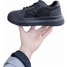 Liarca Siyah Kadın Sneaker Kalın Taban Bağcıklı Rahat Günlük Yürüyüş Spor Ayakkabı