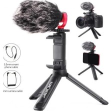 Mucize Samtıan Video Microphone - Vlog Kamera ve Telefon Için Yönlü Mikrofon ve Mini Tripod Stand Seti