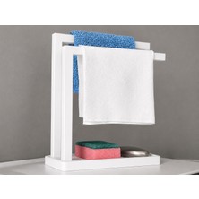 Bezos 3D Baskı Havluluk ve Sabunluk Organizer - Lavabo Üstü Çok Amaçlı Düzenleyici-Beyaz