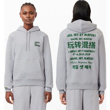 Lacoste Unisex Relaxed Fit Kapüşonlu Gri Sweatshirt