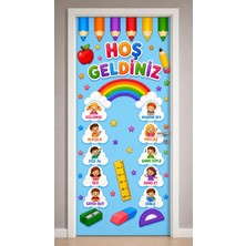 Promisebackdrop2 190X75CM Lastikli Kapı Süsü, Kumaş Kapı Giydirme, Hoş Geldiniz, Sınıf Kapısı, Okul Etkinlik Kapı Süsü