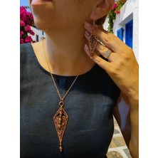Jarold Handmade Conic Bliss Bakır Telişlemeli Hematit ve Miyuki Boncuk Kolye ve Küpe