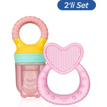 Wee Baby Meyve Süzgeci ve Kalpli Diş Kaşıyıcı Bebek Diş Çıkarma Seti-Kız
