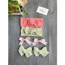 Pempem Bandana Kız Bebek Yeşil Pembe Bandana Toka Set