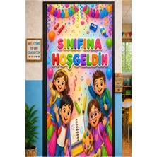 Promisebackdrop2 190X75CM Lastikli Kapı Süsü, Kumaş Kapı Giydirme, Sınıfına Hoş Geldin, Sınıf Kapısı, Okul Etkinlik Kapı Süsü
